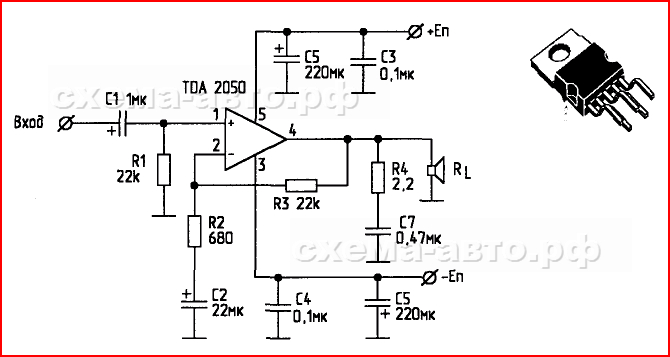 схема усилителя tda2025
