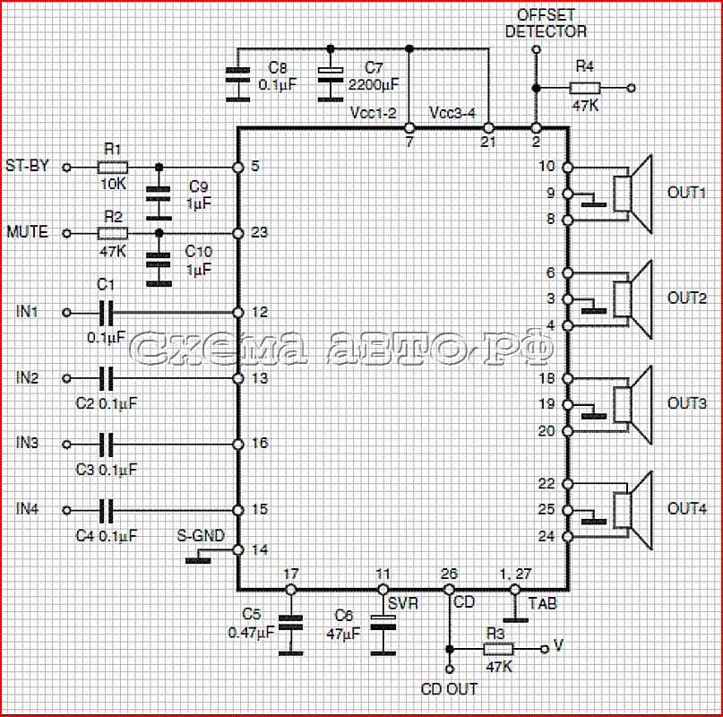 схема усилителя ha13158a