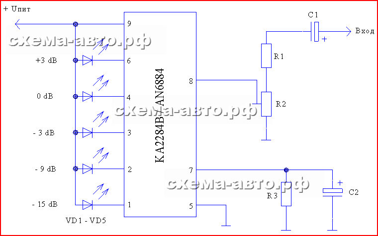 Ка2284 индикатор уровня сигнала схема
