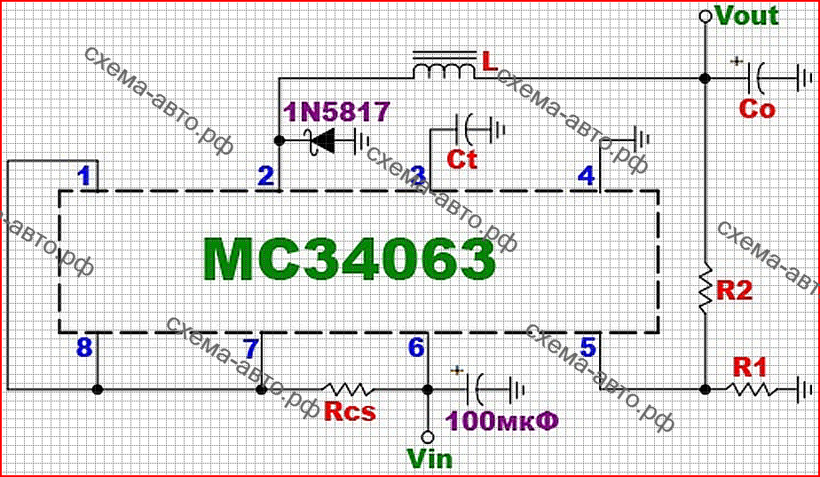 Mc34063 datasheet схема включения